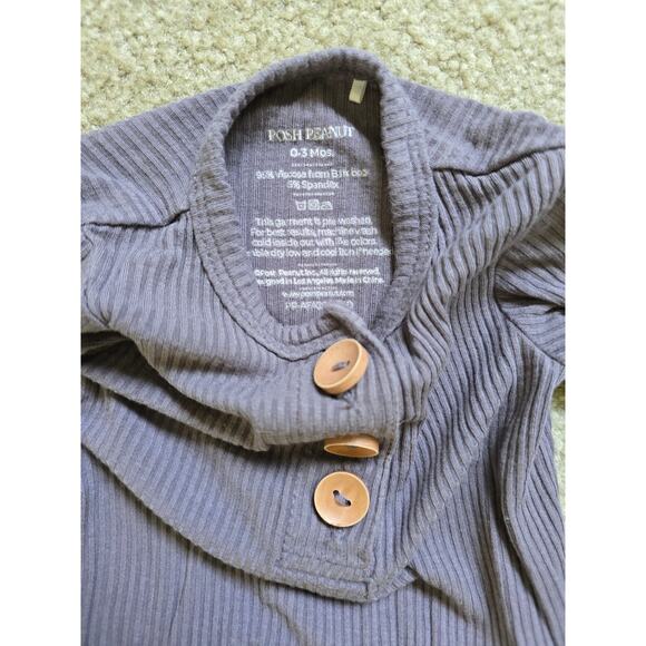 Posh Peanut‎ Bamboo Ribbed Skirted Bodysuit Dress Smoky Purple Size 0-3 Months - Picture 2 of 4